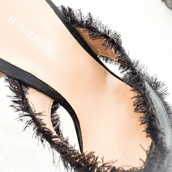 Tony Bianco Black Marley Fringe Hem Criss Cross Heeled Mule Size 7.5 - Picture 3 of 6